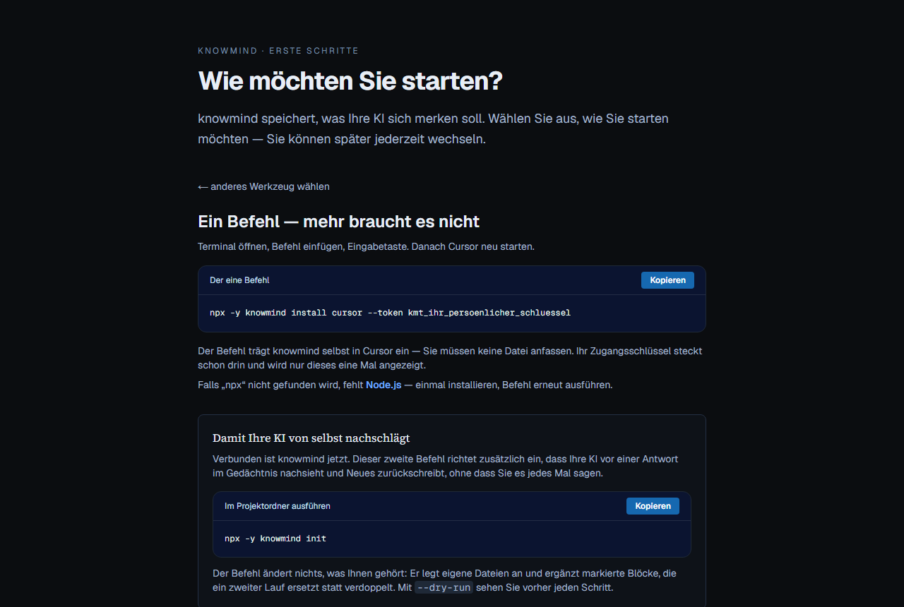 Anleitung für Cursor mit npx-Befehl
